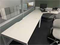 White Timber Top L Shaped Office Desk