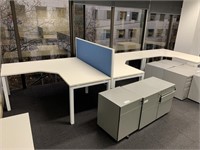 3 White Timber Top L Shaped Work Stations