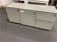 3 Steel 3 Drawer Mobile Office Pedestals