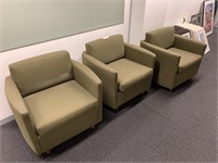 3 Green Fabric Waiting Room Chairs