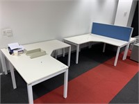 White Timber Top 3 Person Work Station