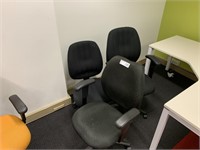 3 Black Fabric Swivel Base Office Chairs