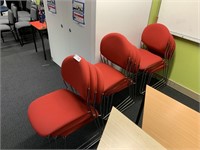 11 Red Fabric Students Chairs