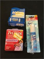 Bonine, Tylenol dissolve packs & Lysol Togo