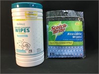 Surface cleaning wipes & scotch Brite reusable
