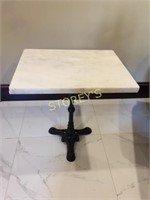24 x 30 Marble Top Table w/ Cast Iron Base