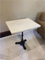 24 x 30 Marble Top Table w/ Cast Iron Base - Claw
