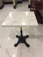 24 x 24 Marble Top Table w/ Cast Iron Base