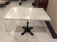 30 x 42 Marble Top Table w/  Cast Iron Base