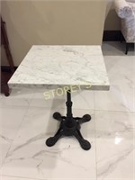 24 x 24 Marble Top Table w/ Cast Iron Base