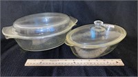 Glasbake and Fire King Oval Dishes w/ Lids