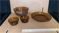 Four Amber Fire King Dishes