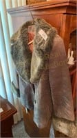 Velvet and Faux Fur Coat Size Unknown on the