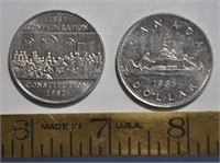 1982, 1985 Canada 1 dollar coins