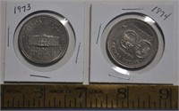 1973, 1974 Canada 1 dollar coins