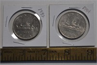 1982, 1984 Canada 1 dollar coins