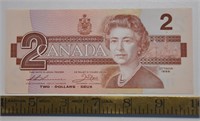 1986 Canada 2 dollars bank note