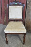 Antique dining chair - front wheels