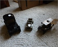 Lot of (3) Cars - Black Ceramic, Tin Model T,