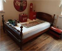 Cannon Ball Double Bed & Mattress - Cherry Wood.