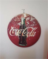 Round Coca-Cola Button Sign. Approx 35 inch