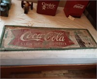 Coca-Cola Sign, approx 18x54. 1940's era.