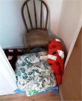 Lot - Antique Chair, Cushions & Life Preserver.