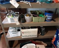 Lot - (2) shelves, Canning jars and more.