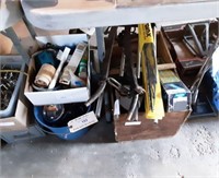 Lot - Bucket, screws, bin wood box & misc.
