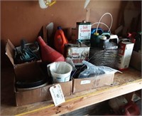 Lot - Paint, Funnel, Insect Control, Oils, etc.