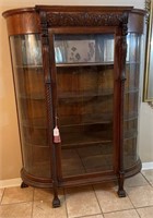 Vintage Oak Bowed China Cabinet