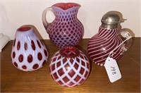 Chalet Cranberry Glass Vases, Decanter, etc.