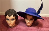 2 - Mannequin Heads with Hair & Hat