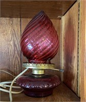 Cranberry Glass Electric Lamp