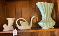 Swan, Cornucopia, White Glass Vase