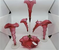 Cranberry Glass Epergne