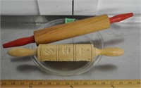 Rolling pins, Pyrex pie plate