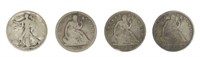 (4) U.S. HALF DOLLARS, 1876CC, 1854'O', 1875'S