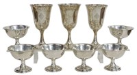 (9) AMERICAN STERLING WATER GOBLETS & SHERBET CUPS