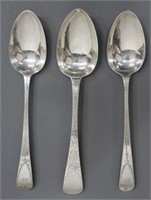 (3) ENGLISH STERLING SILVER BRIGHT-CUT TABLESPOONS