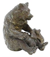 VIENNA BRONZE INKWELL MOTHER BEAR & CUBS