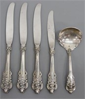 (5) WALLACE GRANDE BAROQUE STERLING KNIVES & LADLE