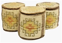 (3) SOUTHWEST STYLE KILIM ROUND POUF OTTOMANS