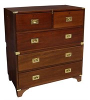 ENGLISH CAMPAIGN  MAHOGANY CHEST-ON-CHEST