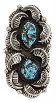 SOUTHWEST SILVER & TURQUOISE RING, SIGNED