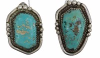 (PR) LARGE SOUTHWEST SILVER & TURQUOISE EARRINGS