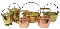 (6)  BRASS & COPPER KITCHENWARE, PANS, KETTLES