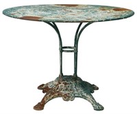GREEN PAINTED CAST IRON PATIO GARDEN TABLE