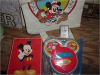 Mickey Mouse items, jumbo playing cards, bag, game