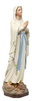 FRENCH PAINTED PLASTER OUR LADY OF LOURDES, 53"H